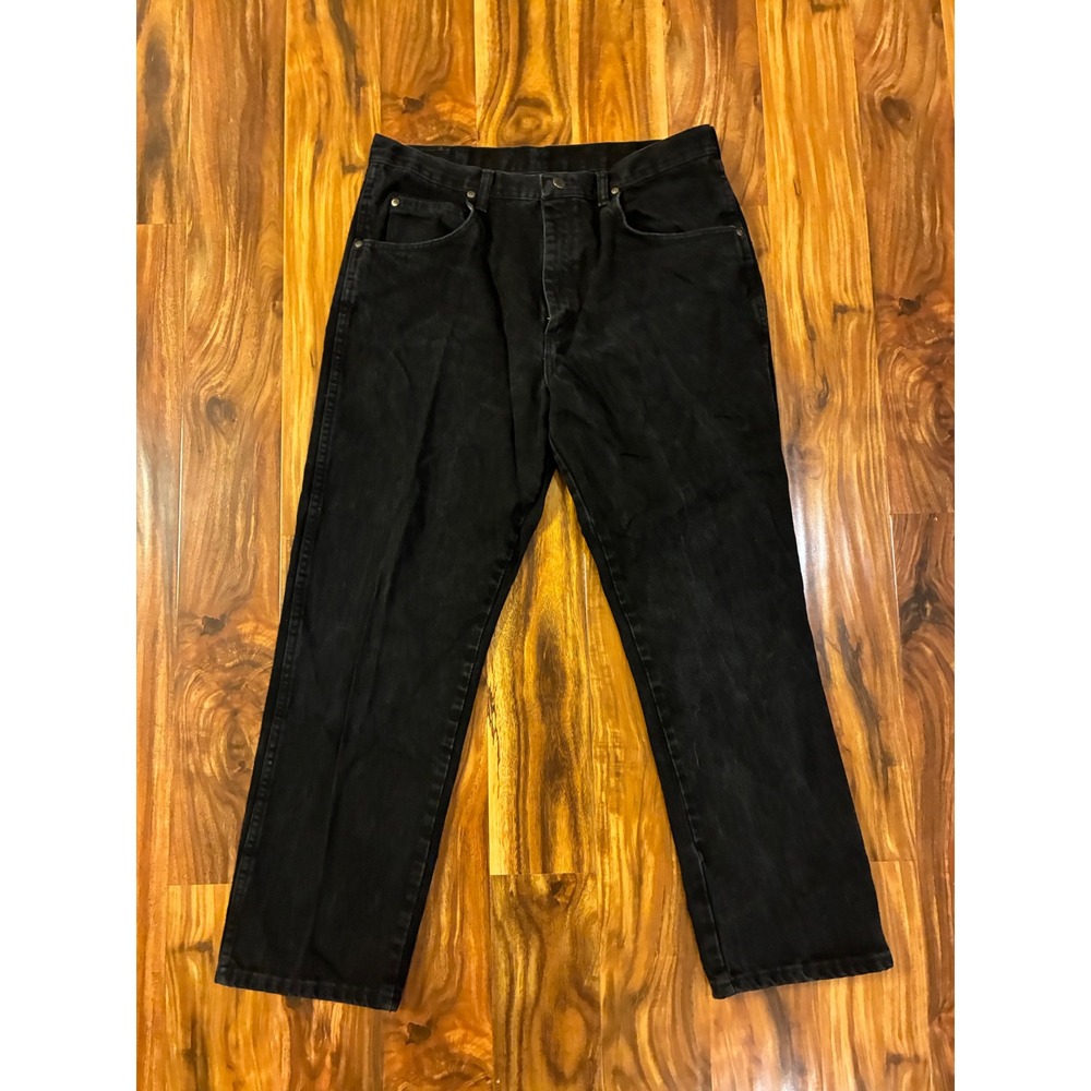 Wrangler Rugged Wear Mens Black Relaxed Fit Straight Leg Jeans 36x30 35002OB